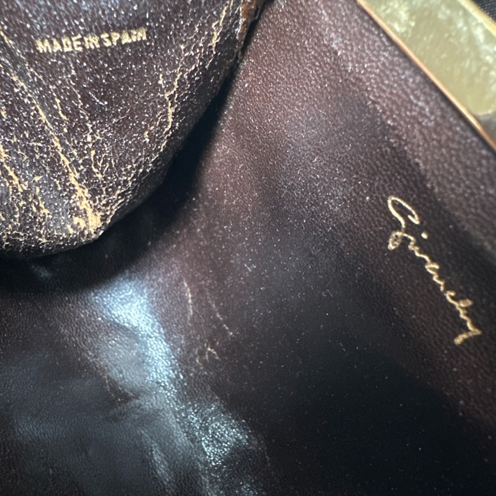 Givenchy Vintage Brown Monogram Coin Purse Pouch Brown Canvas & Leather Gold - Picture 4 of 5